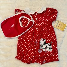 Vintage Okie Dokie Romper Girl 3-6M Y2K Red Polka Dot NWT