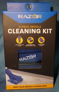 NEW Mr. Bar-B-Q Razor 6-piece Griddle Cleaning Kit (Gloves/Cloths/Scrubber/Pads)