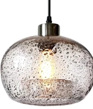 2 CASAMOTION Pendant (SHADES ONLY) Handblown Clear Glass Black Sand (B1-CL)