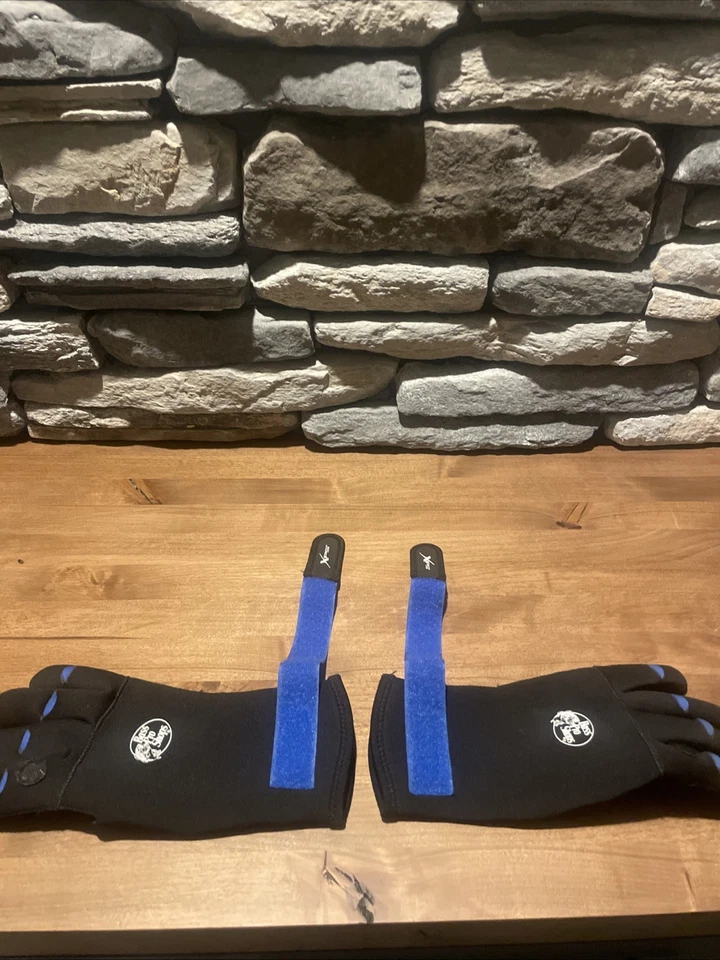 Guantes de pesca de neopreno Bass Pro Shops XPS para hombre XL negros y azules Foto 4 de 4