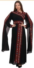 Palestinian Thobe Thoub Dress Red Black Eid Long Embroidery Elegant