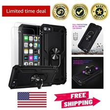 Shockproof Black iPod Touch Case with Built-in Kickstand  2 Screen Protectors