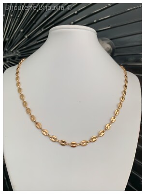 Chaîne Maille Grain De Café 5mm Plaqué Or 18k - 45 Cm - Neuf Avec étiquettes - Bijouxia
