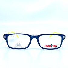 Iron Kids IKB901 Navy Blue Yellow Rectangular Kids Eyeglasses 47[]16 130 mm