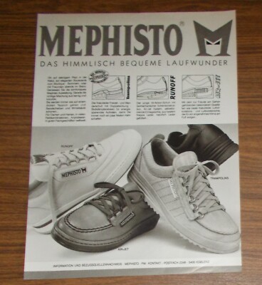Seltene Werbung vintage MEPHISTO RUNOFF AIR-JET TRAMPOLINS Schuhe 1987