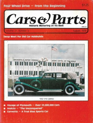 CARS PARTS 1978 AUG '32 V16 CADDILAC, PLYMOUTH, INVICTA