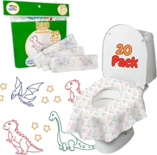 Dinosaur Disposable Toilet Seat Cover for Kids 20 Pack, Extra Large, Waterproof 