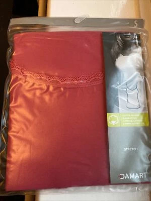 DAMART CHERRY PINK COTTON LACE CAMISOLE SIZE SMALL - Image 1 of 4