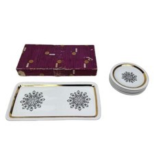 Toscana of Czechoslovakia Porcelain Sandwich Set Tray & 6 Plates Boxed