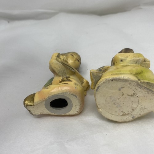 2 Japan Angel Figurines Vtg 4" Ceramic Playing Musical Instruments - Picture 6 of 10