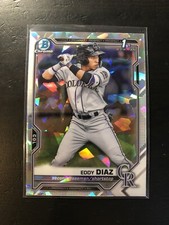 2021 Bowman Eddy Diaz Chrome Prospect Atomic Refractor #BCP-33 Rockies PWE