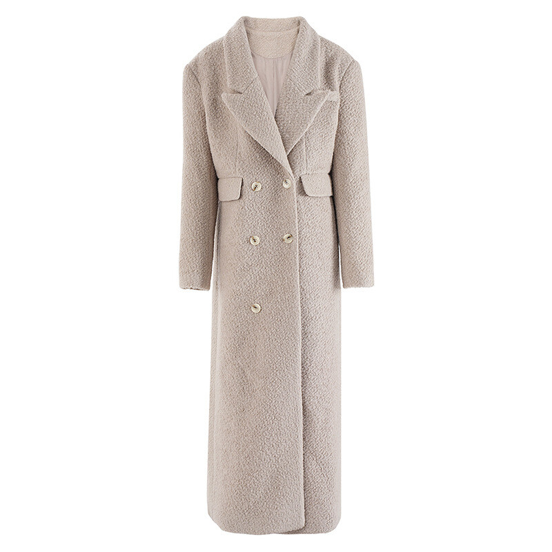 New Woolen Super Long Coat Womens Wool Trench Coat Double
