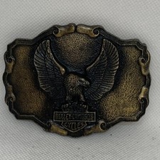 Vintage HARLEY-DAVIDSON Belt Buckle Bar & Shield EAGLE 1970s Bronze NICE