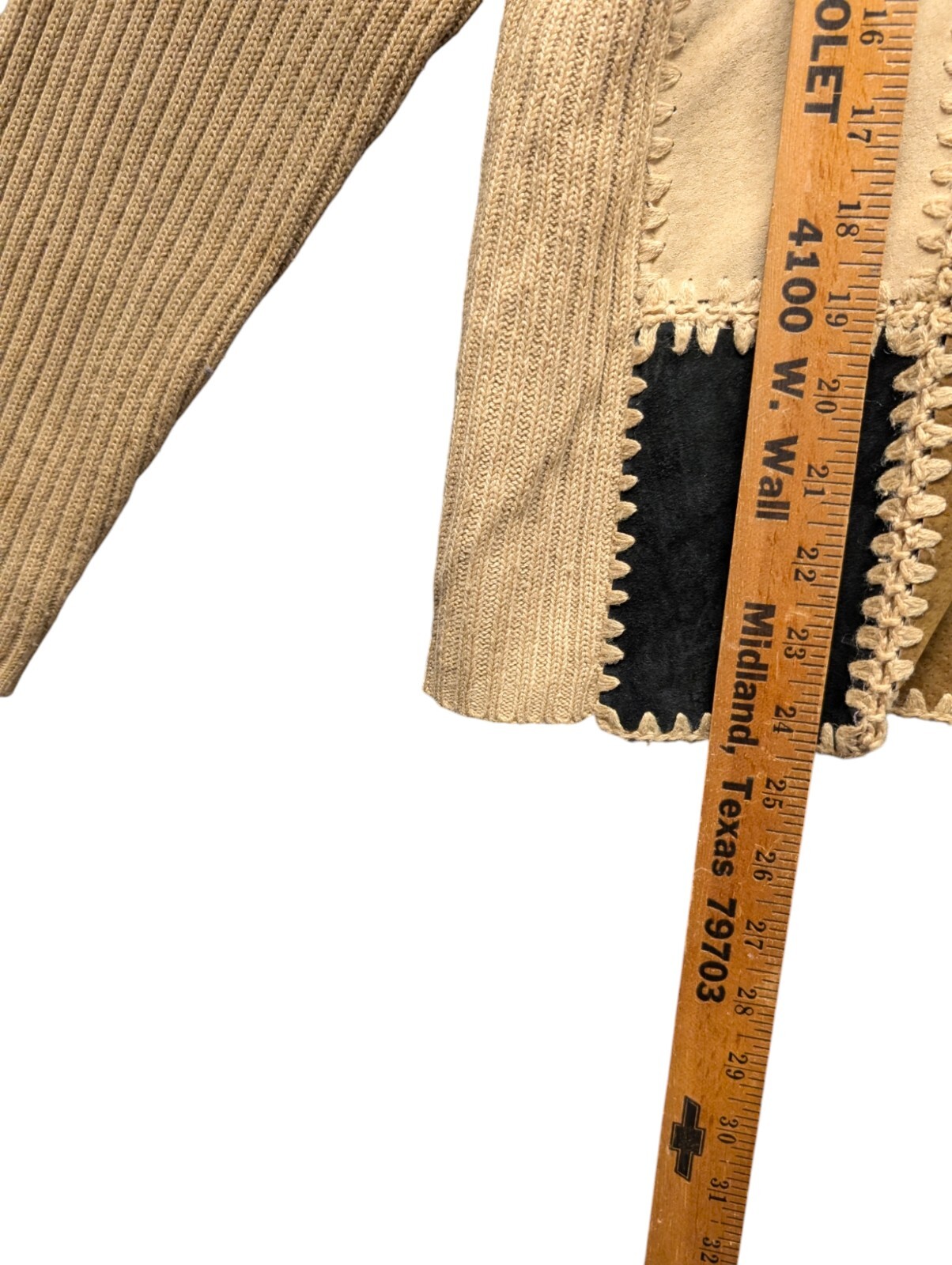 Designers Studio Suede Leather Patchwork Sweater … - image 10