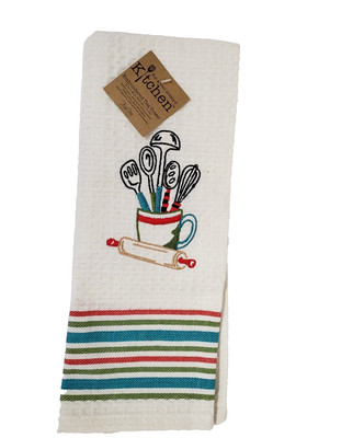 Kitchen Rules Embroidered Tea Towel Susan Winget  Kay Dee