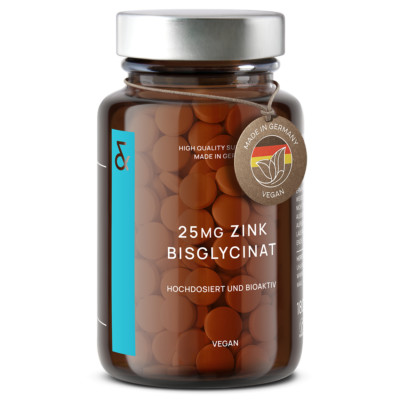 Zink 25mg - 180 Zink Tabletten - Premium Zink Bisglycinat (Zink Chelat) - Vegan