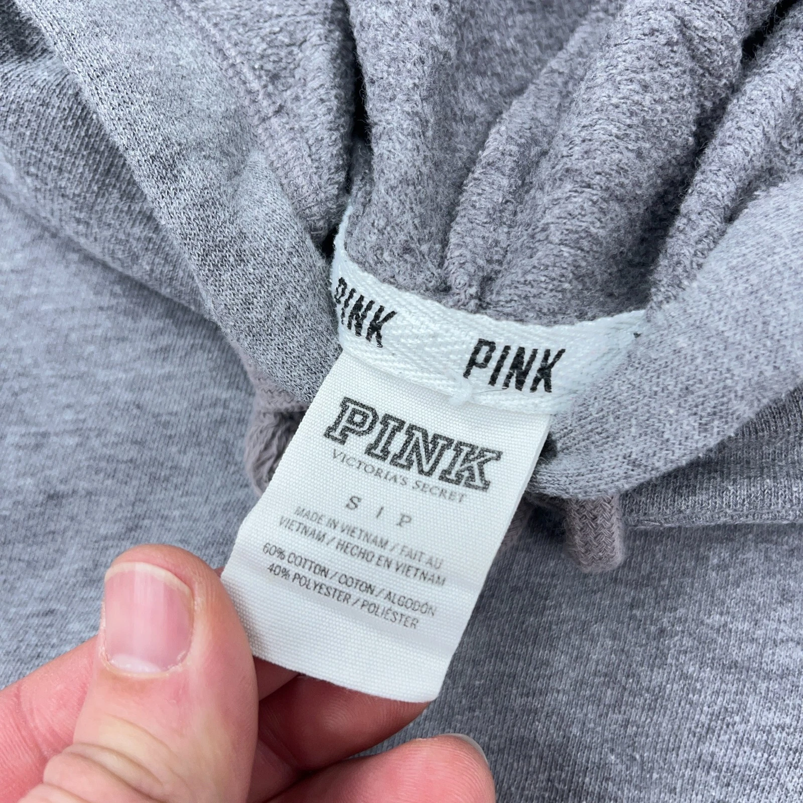 UNDERCOVER Victoria Secret Felpa con Cappuccio Donna Piccola Grigio Felpa Maglione Righe Heather Sottile