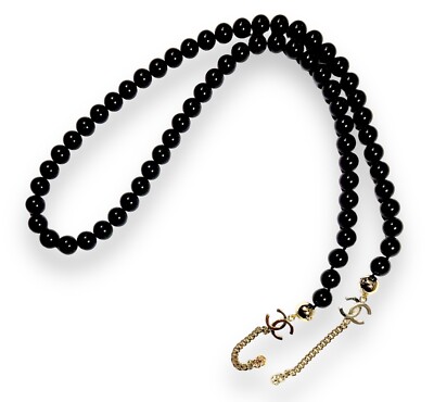 CHANEL Black Pearl Chain Authentic Made In Italy 32” Length | eBay