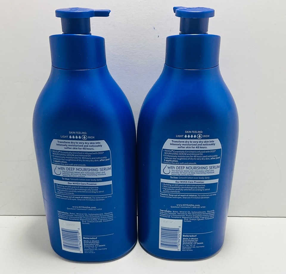 NIVEA Essentially Enriched Body Lotion for Dry Skin, 33.8 Oz, Pack of 2