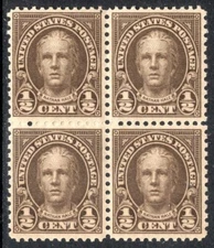 US Stamp Scott #551, 1/2c, Nathan Hall, Block of 4, OG, MNH, XF/Gem