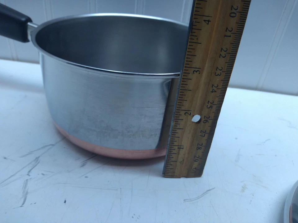 Revere Ware 1 Qt Saucepan Copper Clad Stainless Butter Pot Warmer Frying Pan Lid - Image 4 of 4