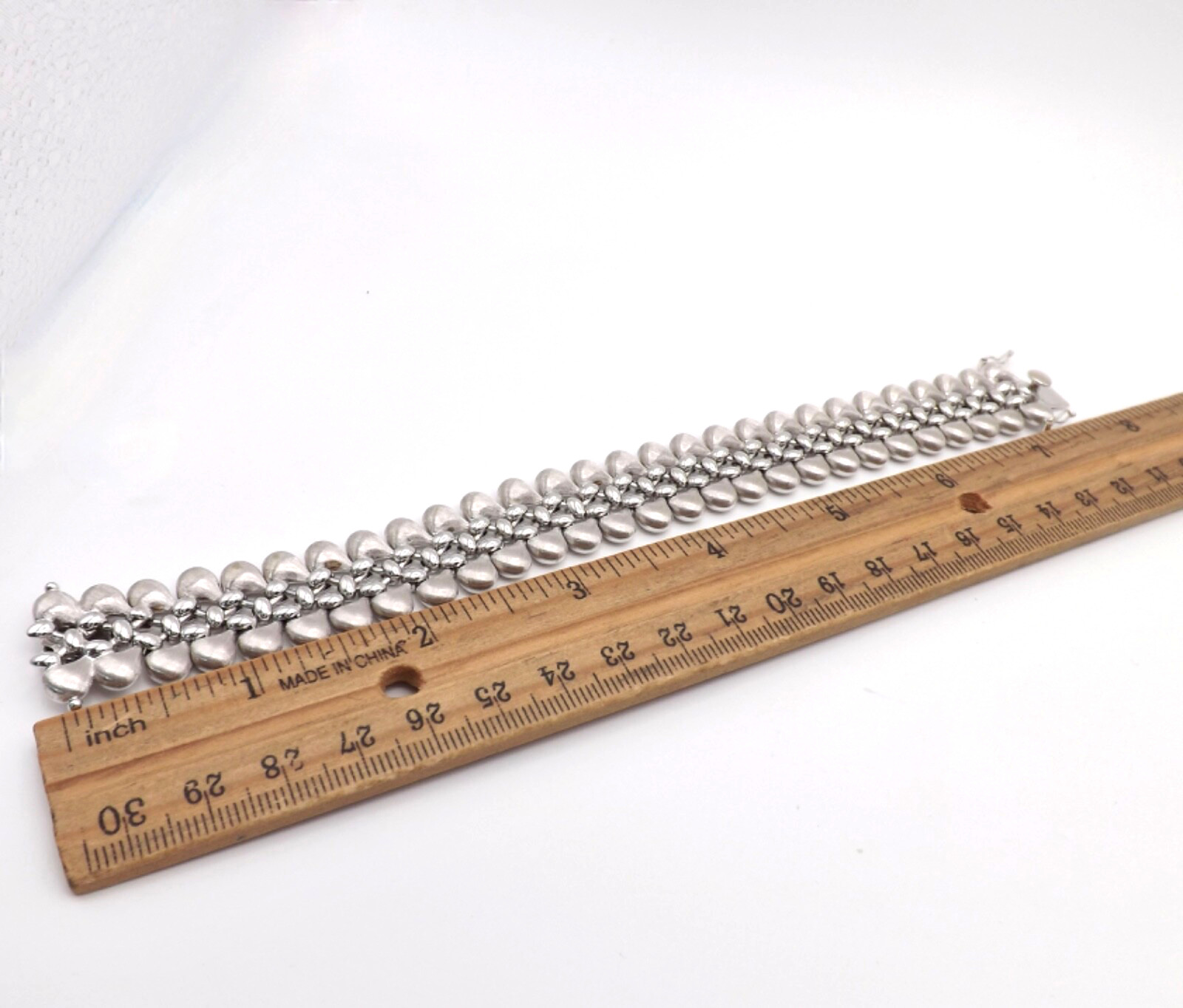 Solid 18k White Gold Flexible Link Wide Bracelet … - image 3