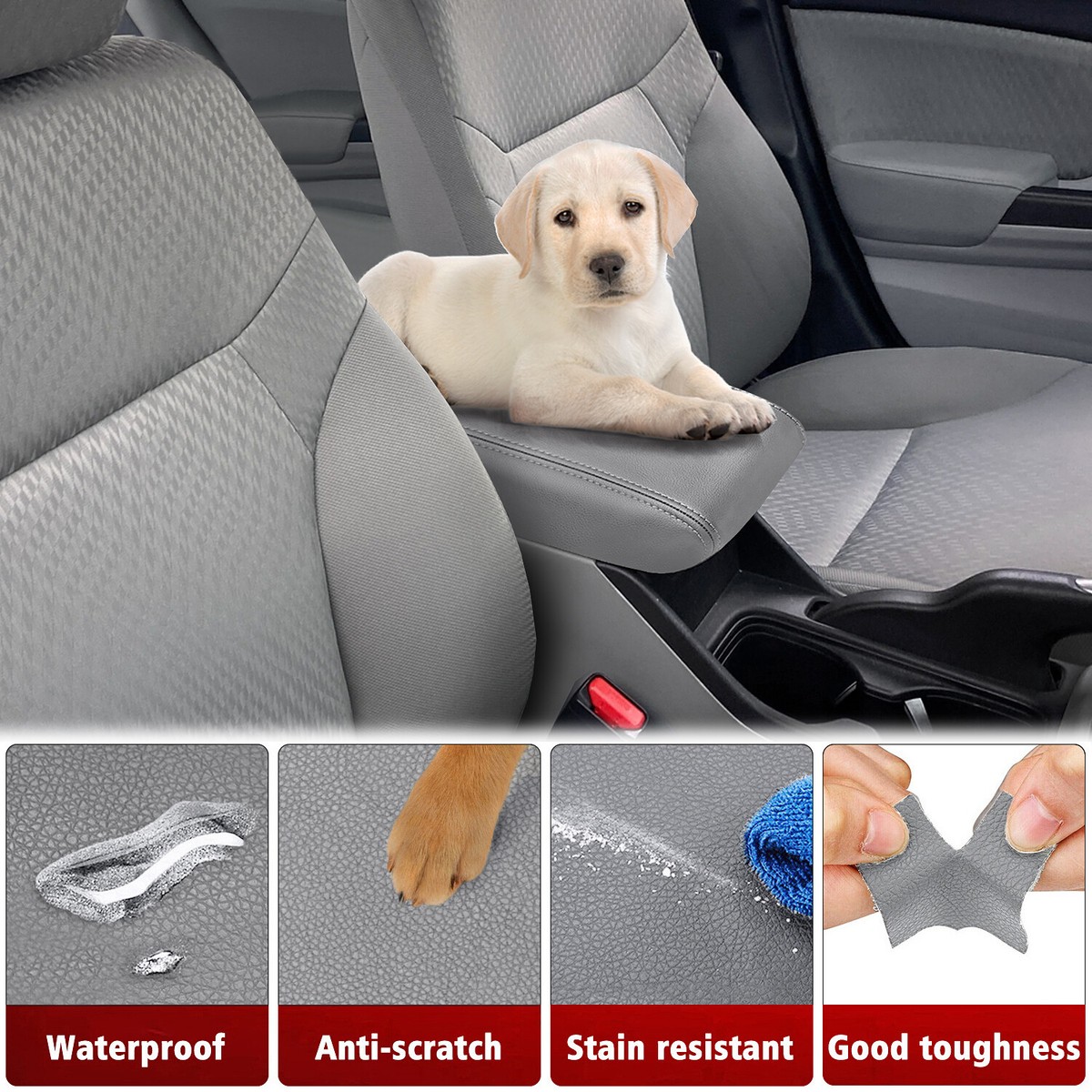 Fits 2012-2015 Honda Civic Leather Center Console Lid Armrest