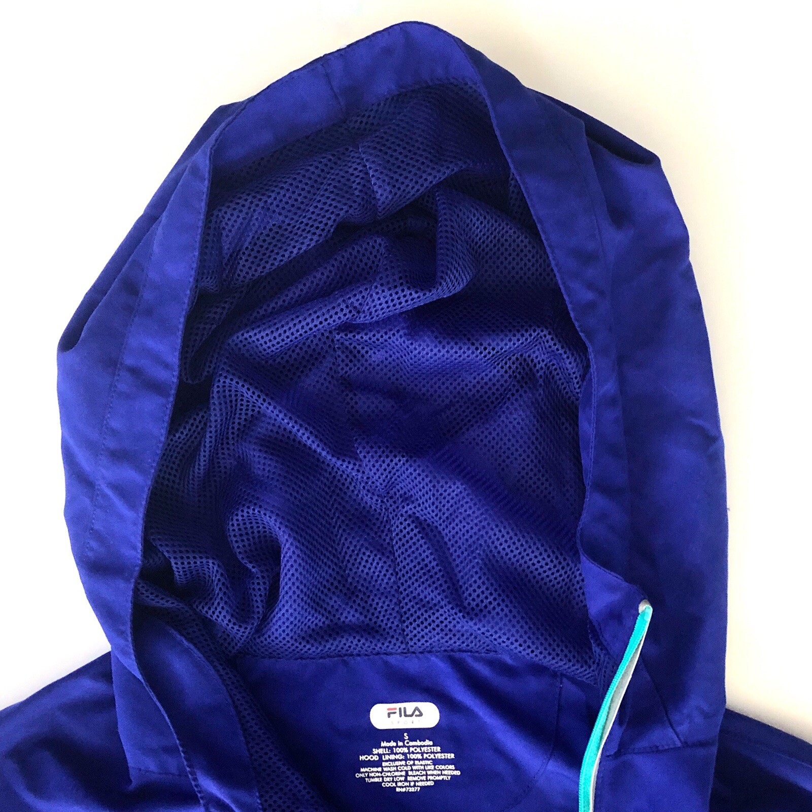 Giacca a vento da corsa Fila Sport blu con cappuccio donna piccolo quarto zip