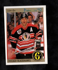 1992 Chris Chelios O-Pee-Chee Premier Hockey Original 6 Chicago Blackhawks #150