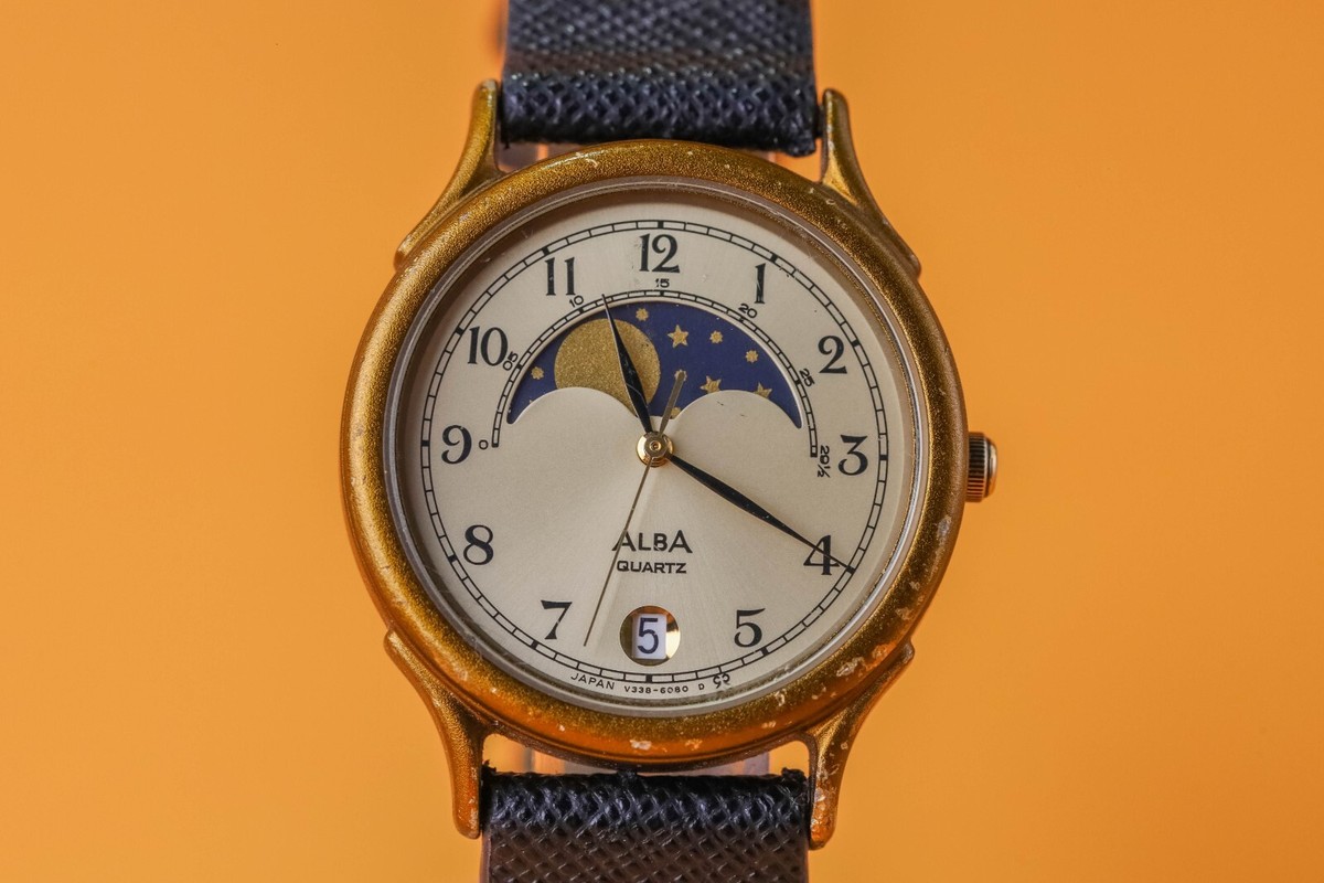 Seiko Alba V338-6020 Moon Phase 31mm Lady/Unisex Watch | eBay Seiko Alba V338-6020 Moon Phase 31mm Lady/Unisex Watch | eBay