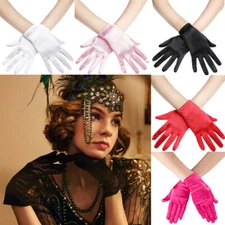 Short Opera Satin Gloves for Women Opera Banquet Tea Party Club Dancing Gloves