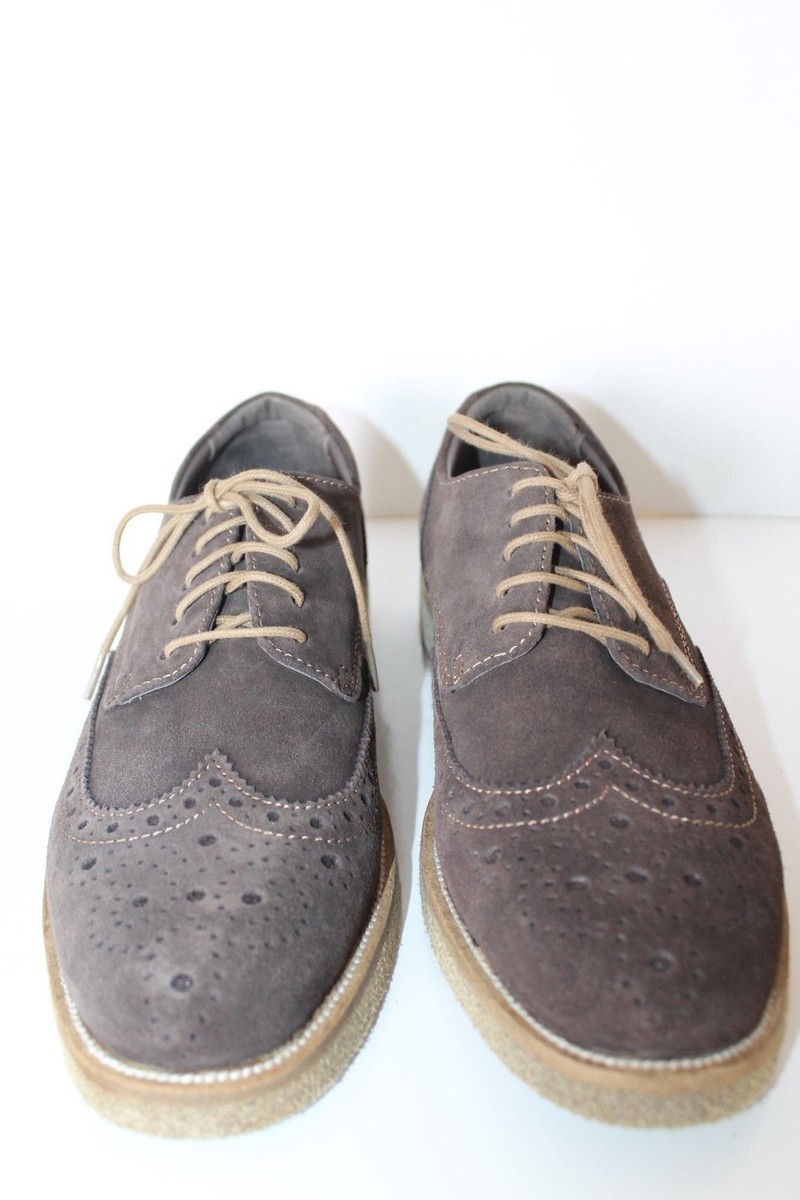 Bass Men\'s Gray Suede Wingtip Brogues with Brown Laces New Bass Brian Brown Leather Suede Oxford Brogue Wing Tip  main image 3