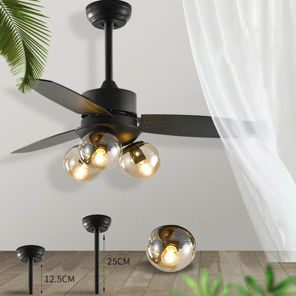42" Vintage Ceiling Fan w/Light Industrial Farmhouse Chandelier Lighting 3-Light - Image 4 of 4