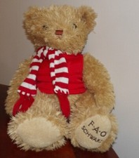 2018 FAO Schwarz Anniversary 16" Teddy Bear Red Puffer Vest and Scarf Plush