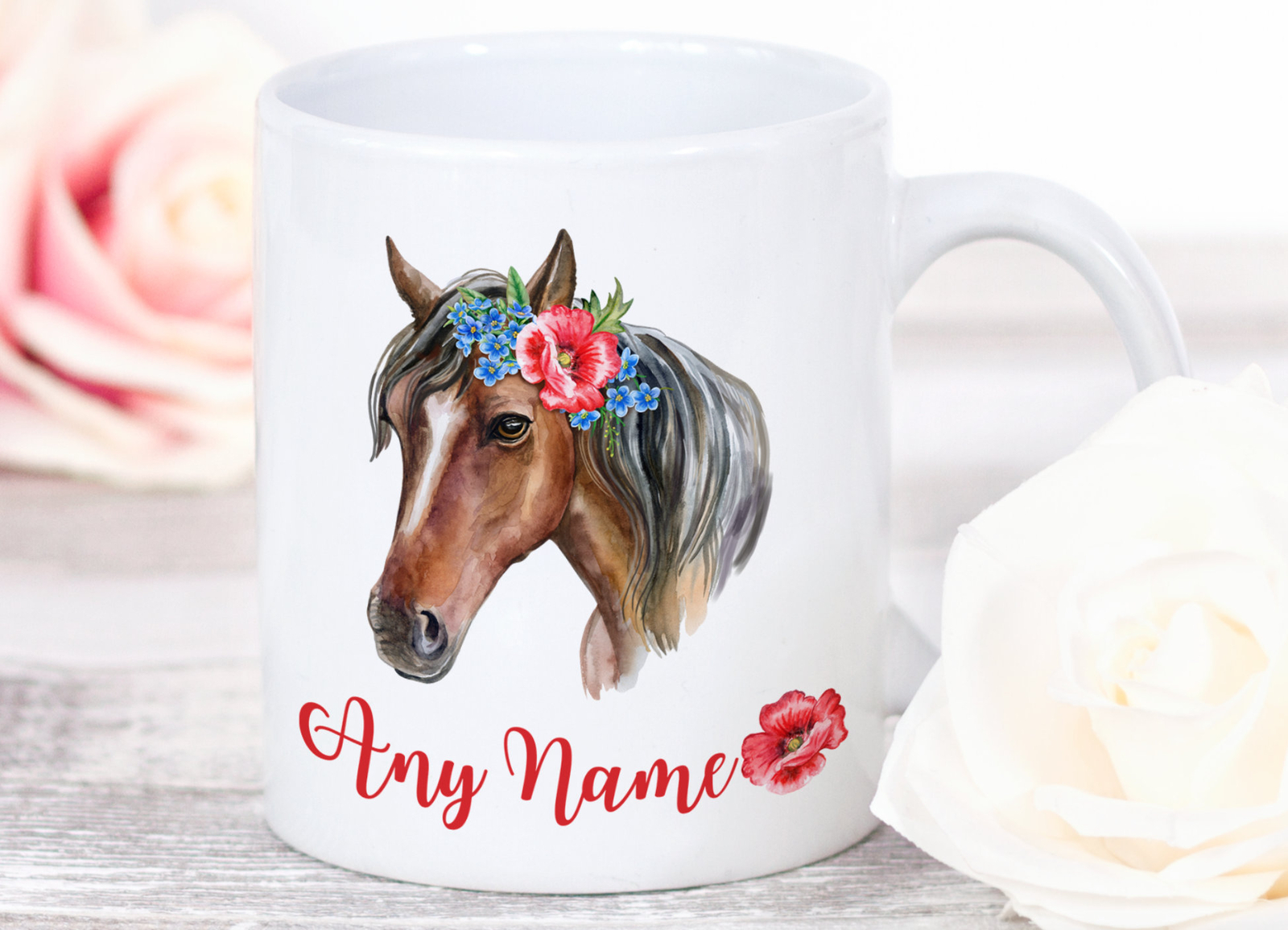 Horse Mug Watercolour Horse Design Personalised Any Name Horse Lover Horse