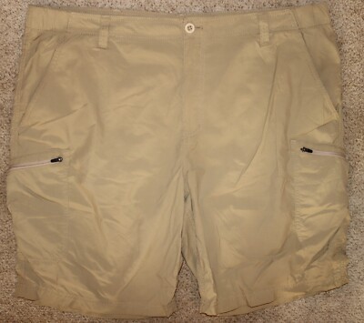 Izod Saltwater Stretch Men's Khaki Cargo Shorts Flat Front Size 40 x 