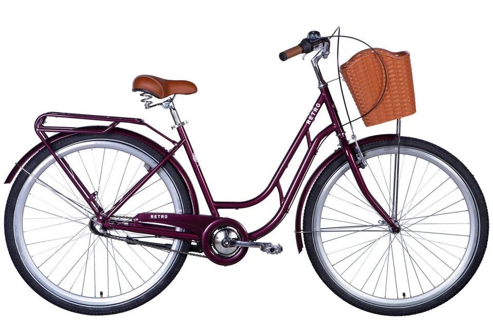 Fahrrad City Damen 28" Korb Stadt Retro Tiefeinstieg Gepäckträger Rot RH 48cm