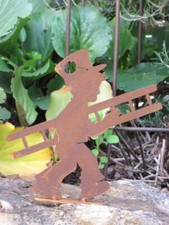 Edelrost Kaminkehrer auf Platte Schlotfeger Glücksbringer Geschenk Metall Rost