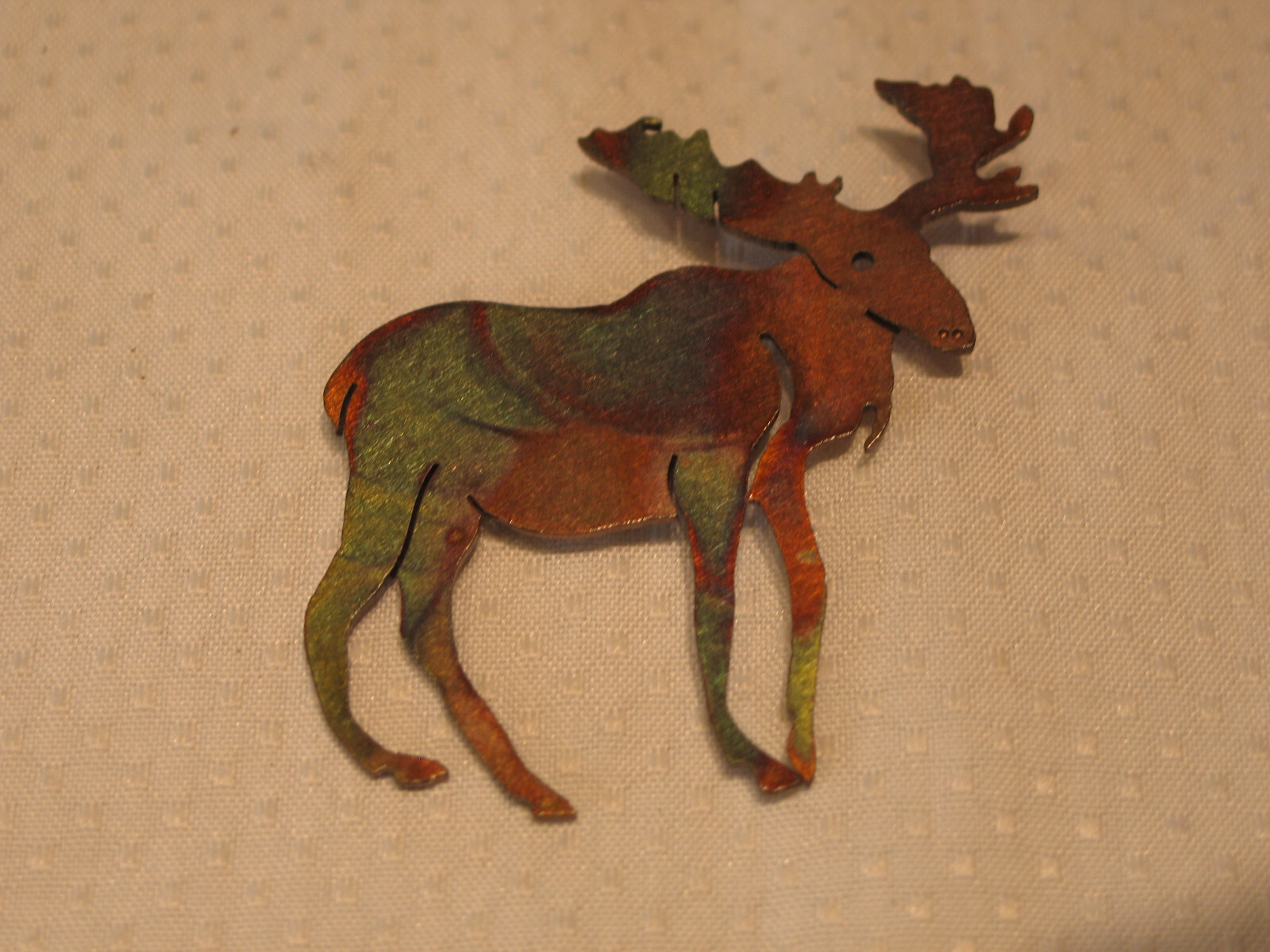 Hand Cut Hand Made Solid Copper Moose Brooch Pin … - image 1