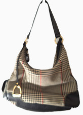 Chaps Hobo Purse Shoulder Handbag Black Glen Plaid Outer Pockets Charm Barbie