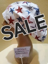Decorative Stars 4th/Patriotic SALE Women's Euro/Chef Surgical Scrub Hat