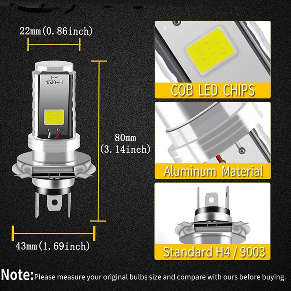 For Polaris Trail Boss 350L 2x4 and 4x4, 1990 1991 1992 1993, LED Headlight Bulb - Imagem 4 de 4