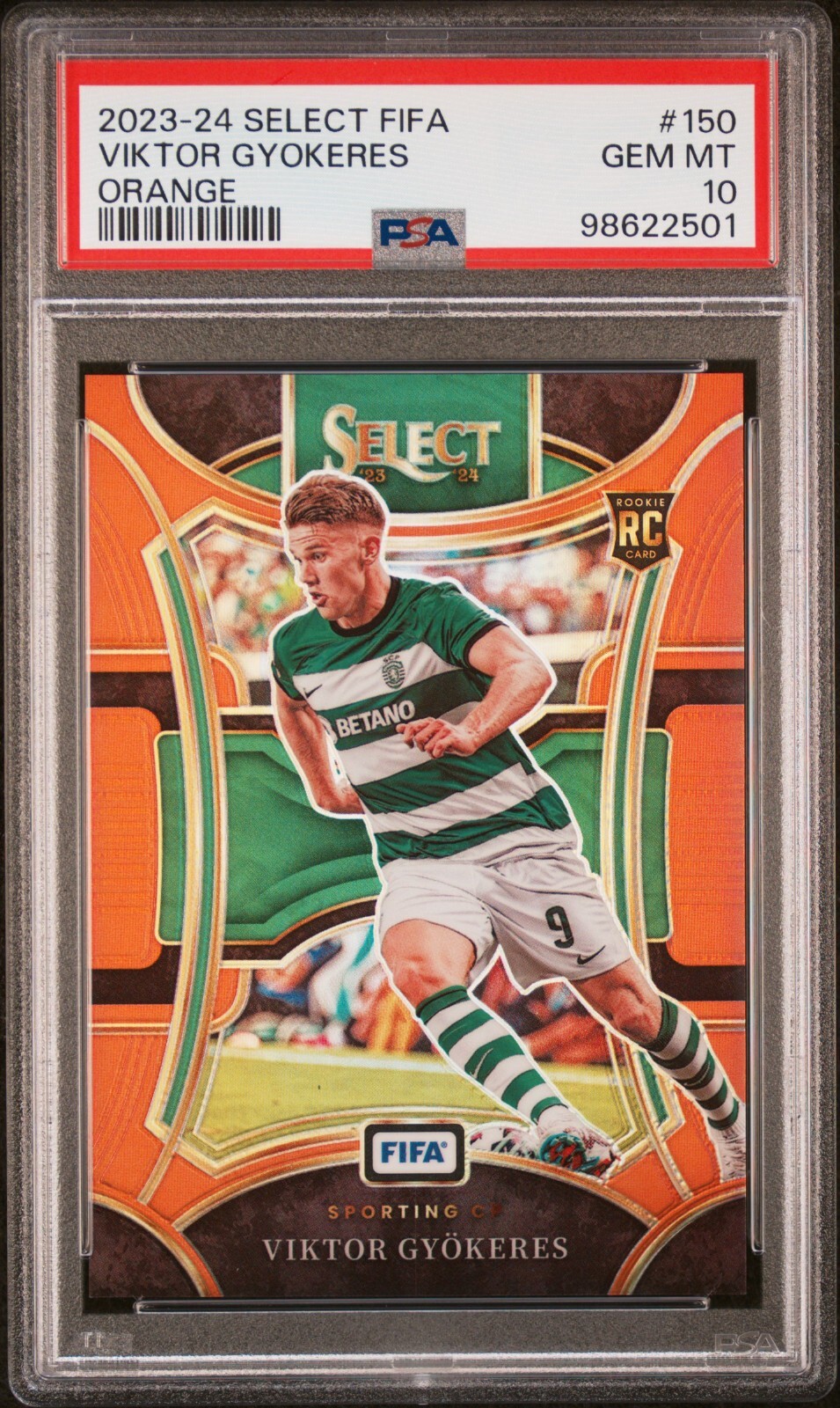 2023-24 Select FIFA Viktor Gyokeres /49 RC Orange Prizm PSA 10 GEM MINT #150