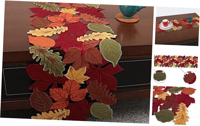 Thanksgiving Table Runner 72 inches , Fall Table Runner 13×70IN Leaves