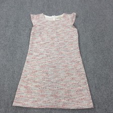LOFT Dress Womens 0 Pink Striped Knit Shift Cap Sleeve Lined Short Textured