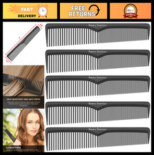 5 Pack Styling Combs - 7" Black Carbon Fiber, Anti-Static, Heat Resistant, All H