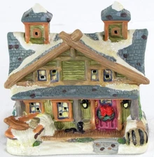 2002 Cobblestone Corners Village LOG HOUSE Christmas Ceramic
