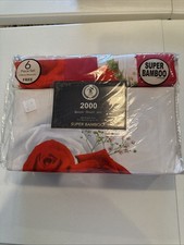 6 Piece Premium Bamboo Sheet Set, Deep Pockets 2000 Count, Rose Up To 14  New