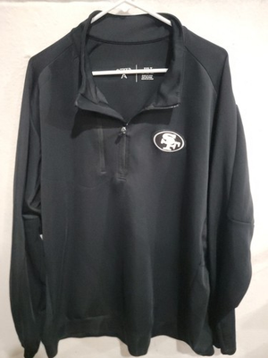 #ad Antigua SF 49ers 1 4 Zip Pullover Jacket 3XLT Tall Black San Francisco NFL 3XL $38.99