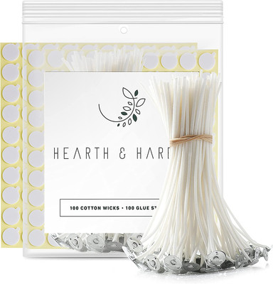 Hearth and Harbor Candle Wicks for Candle Making and Adhesive Candle Wick Stick